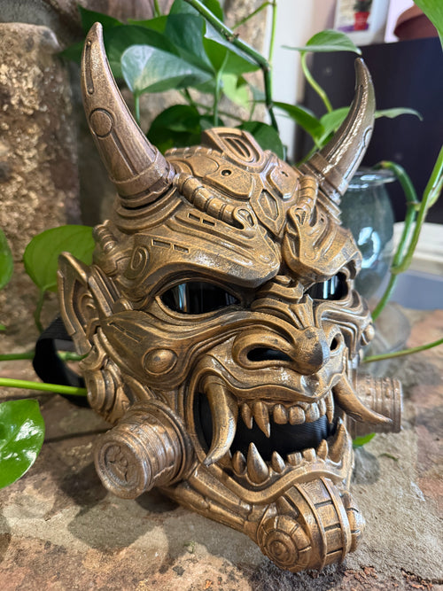 Tetsu Oni Mask in Weathered Gold