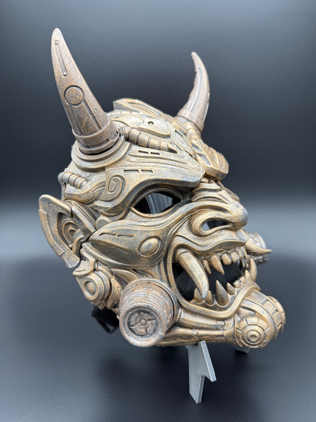 Tetsu Oni Mask in Weathered Gold