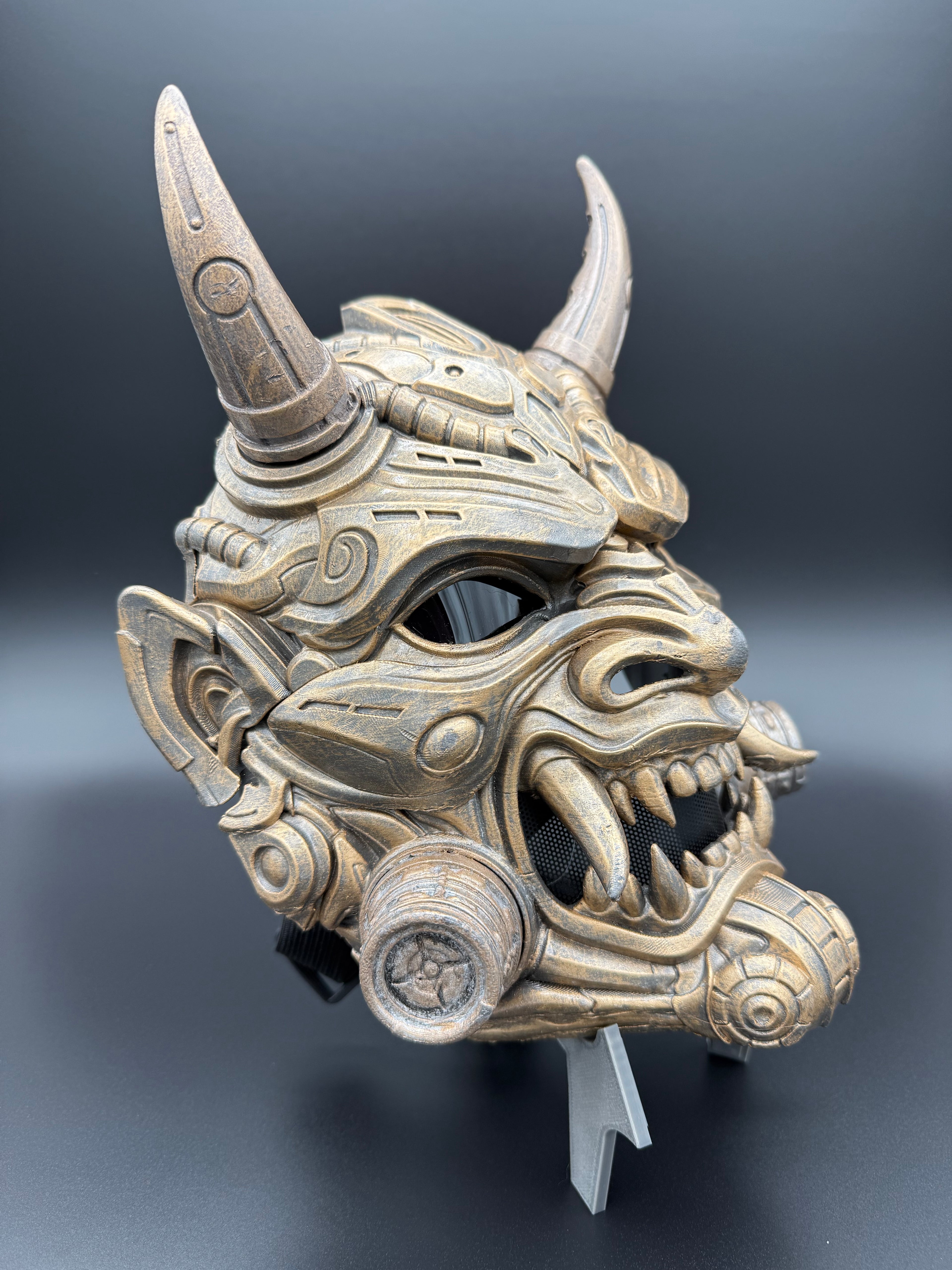 Tetsu Oni Mask in Weathered Gold