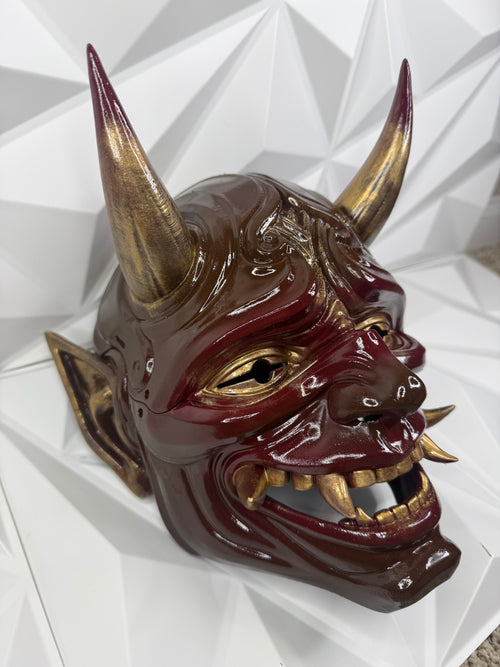 Oni Mask in Red and Gold