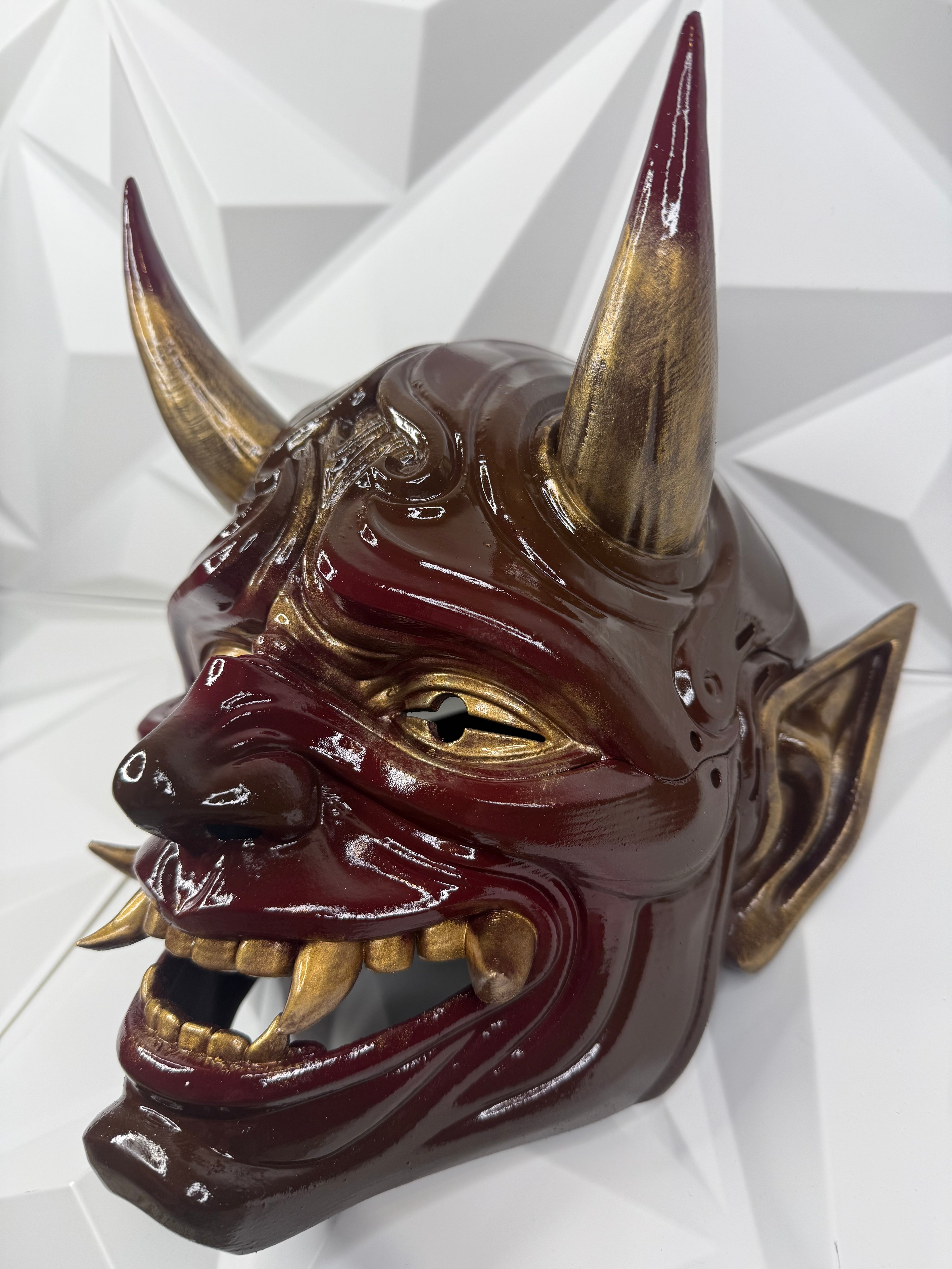 Oni Mask in Red and Gold