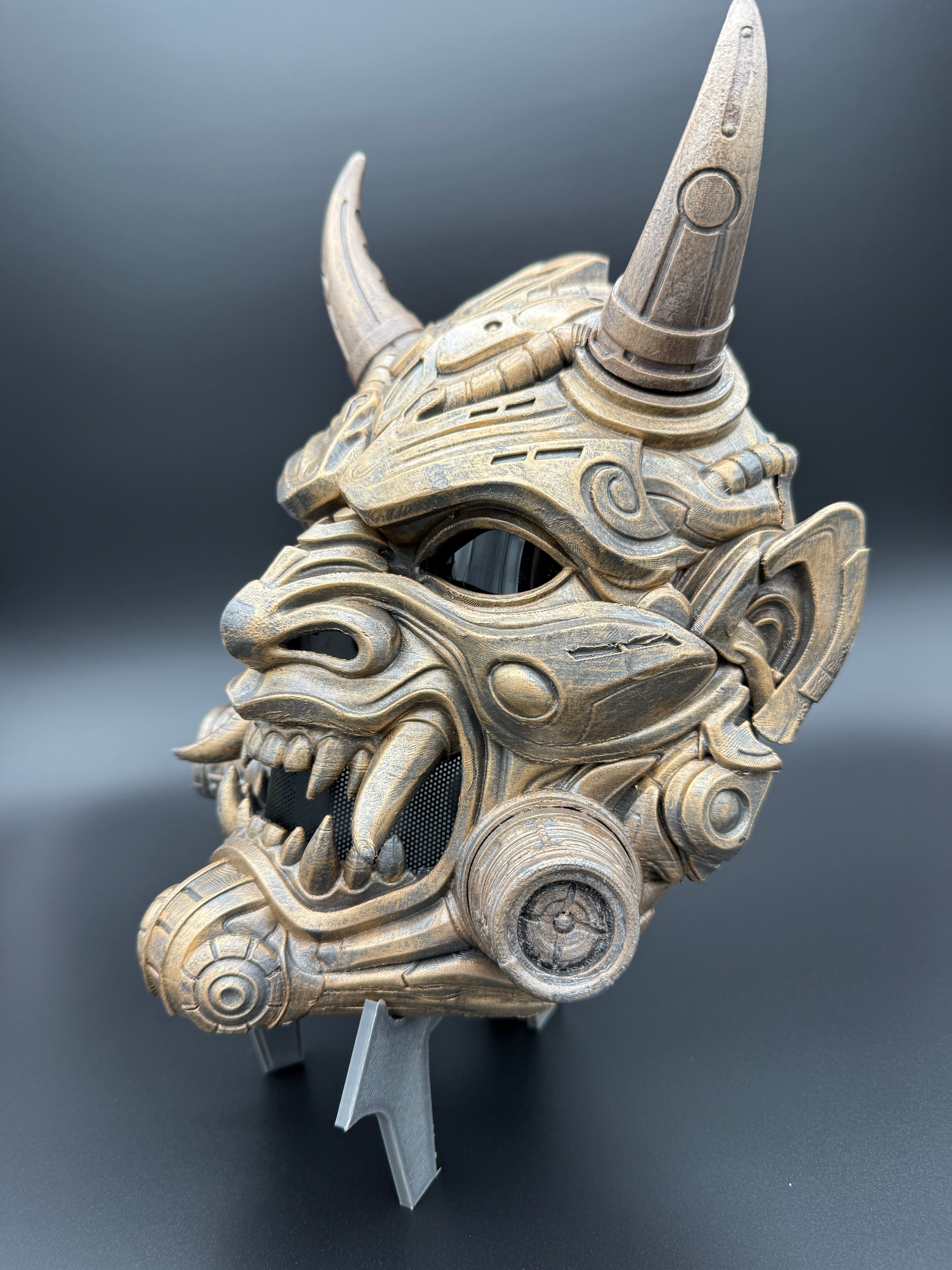 Tetsu Oni Mask in Weathered Gold