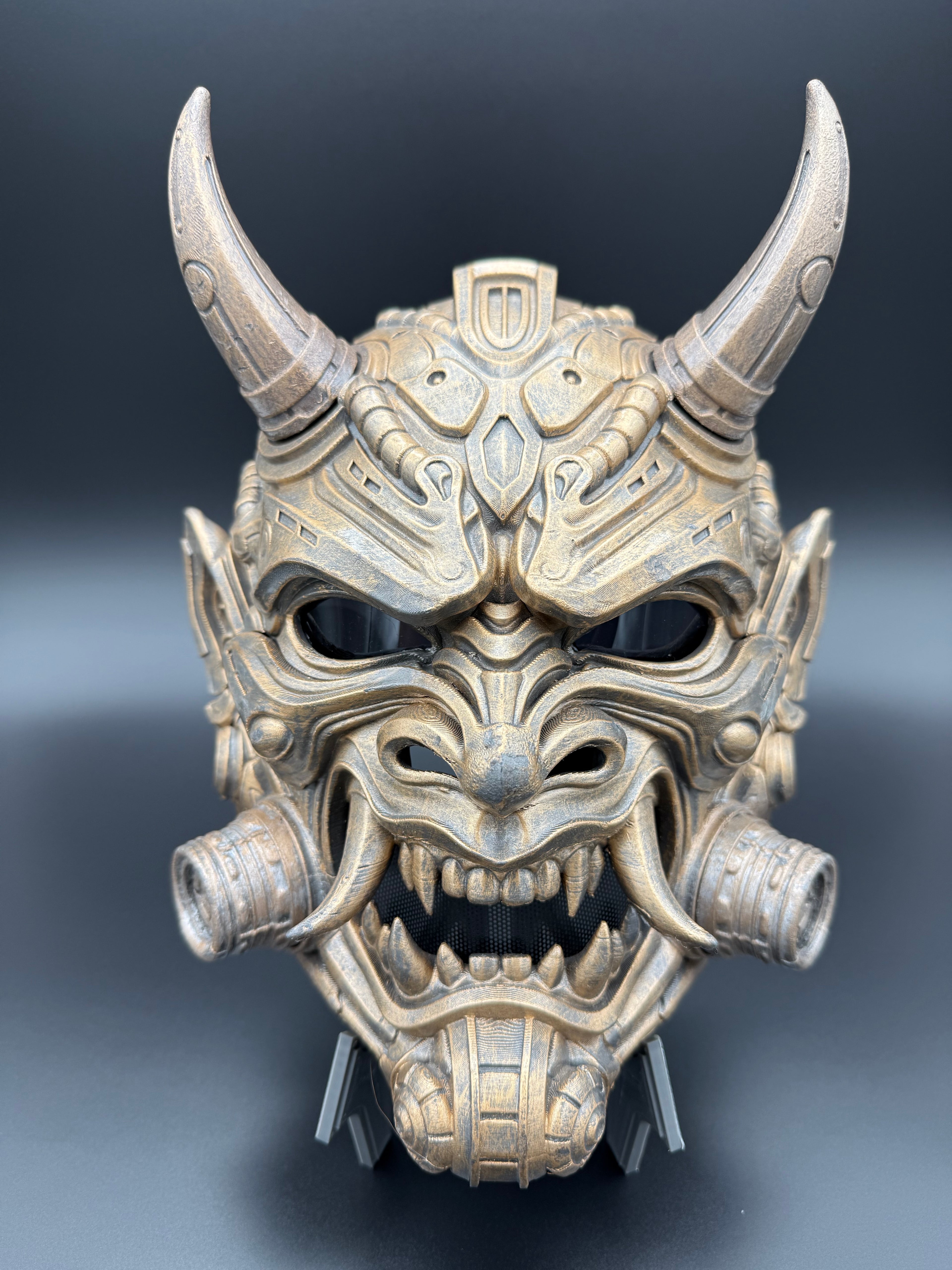 Tetsu Oni Mask in Weathered Gold